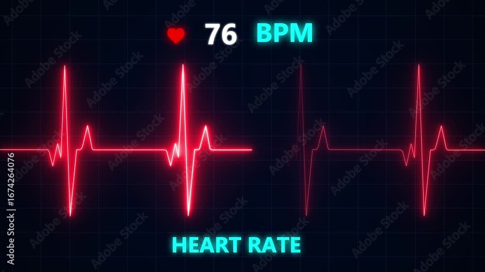 Stockvideon Heart Rate Monitor Animation with ECG Pulse Line and 80 BPM ...