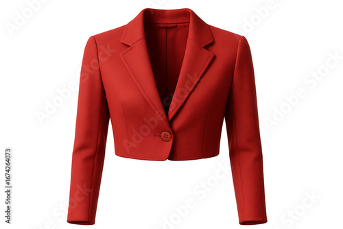 Elegant Red Cropped Blazer for Women’s Fashion