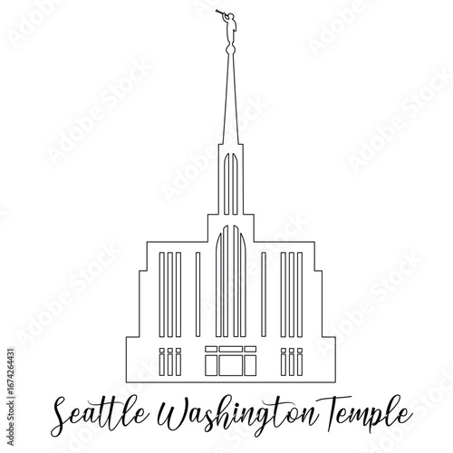 Seattle Washington LDS Temple Sketch, Religious drawing, Church Clipart