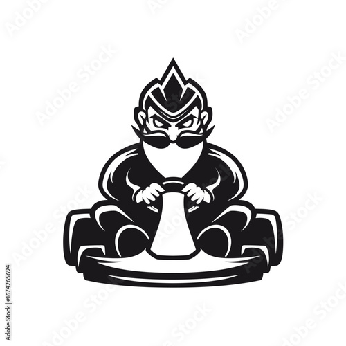 Serious Go-Kart Driver Mascot Illustration