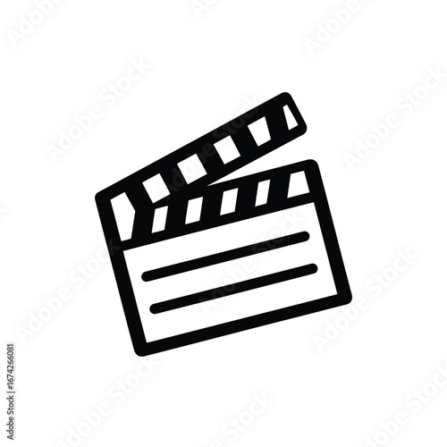 Clapperboard Icon A Simple Black and White Representation of Movie Production and Filmmaking