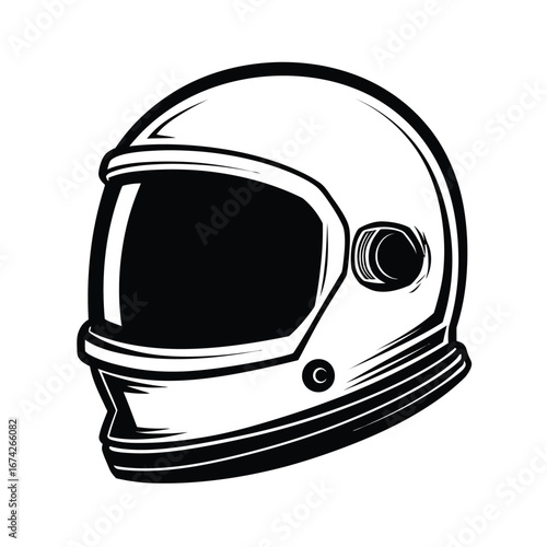 A Bold Space Helmet Illustration in Black and White