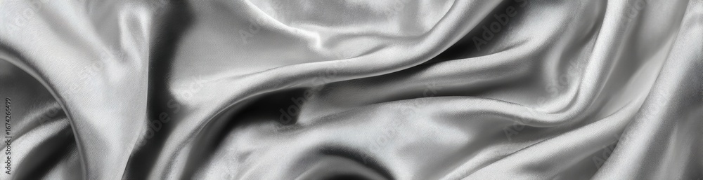 Fototapeta premium Gray silk fabric draped in folds