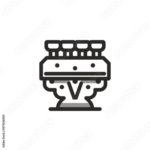 A Stylized Line Art Icon of a Combustion Engine, Representing Power and Mechanical Engineering