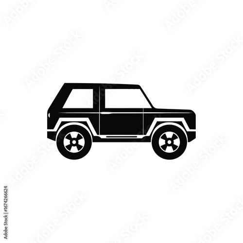 Silhouette of a rugged off-road vehicle, a classic SUV with a bold, adventurous spirit for outdoor exploration