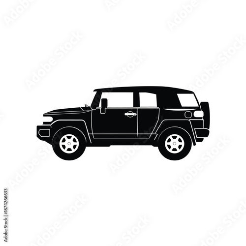 SUV Silhouette Robust Off-Road Vehicle Illustration