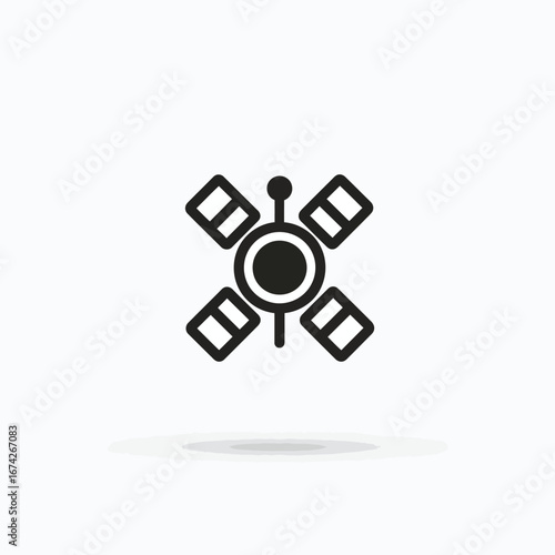Clean vector icon illustrating a satellite, embodying the concept of global communication, space technology, and data relay for scientific and everyday applications