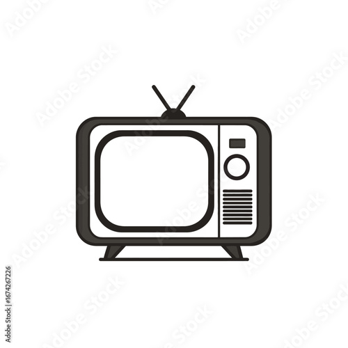 Retro Television Icon Vintage TV Set Illustration