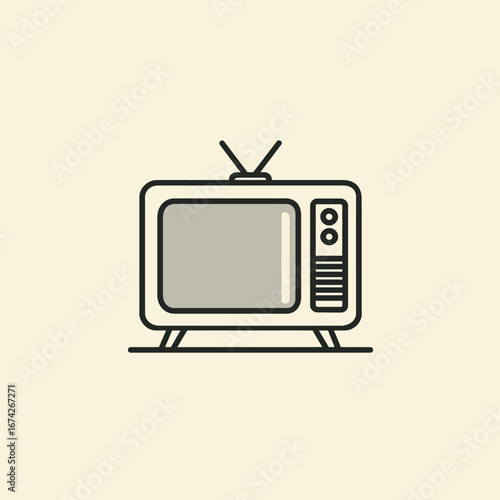 Retro Television Icon Vector illustration of a classic TV set design for media and entertainment