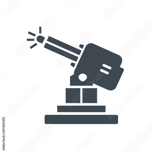 Futuristic directed energy weapon icon, representing advanced military technology and science fiction defense systems and innovative combat devices