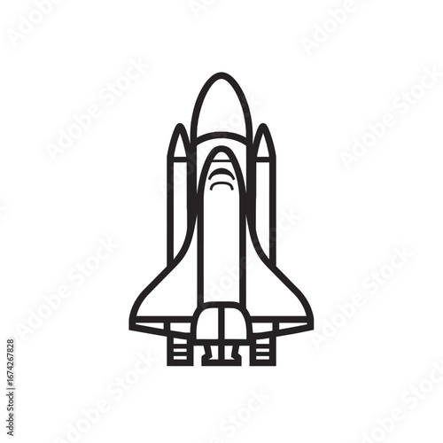 Minimalist line art illustration of a space shuttle, a symbol of exploration and innovation