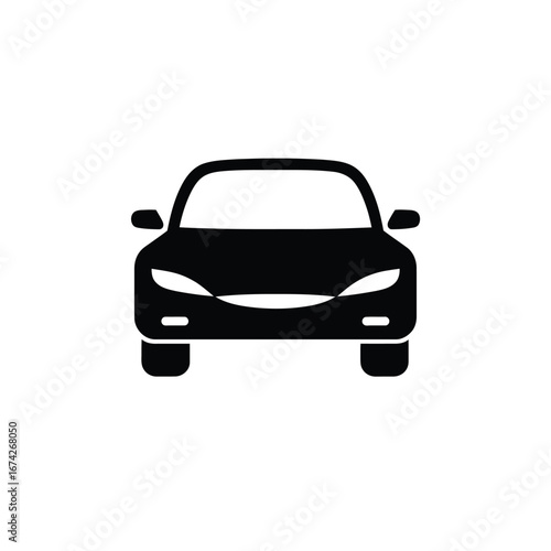 Black Car Icon Illustration Modern Vehicle Silhouette for Transportation and Design