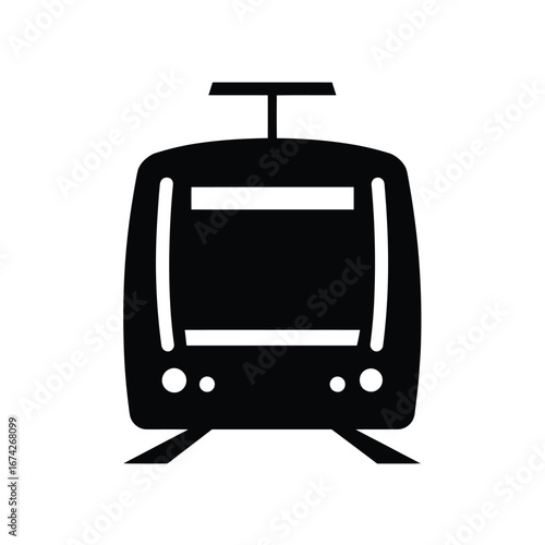 Modern Tram Icon Public Transportation, Urban Transit, City Commute, Railway Vehicle, Streetcar Symbol
