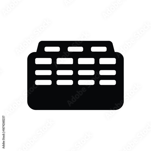 Sleek black silhouette of a ventilation or cooling grille, an essential component for automotive or industrial systems, symbolizing efficient airflow and heat exchange design