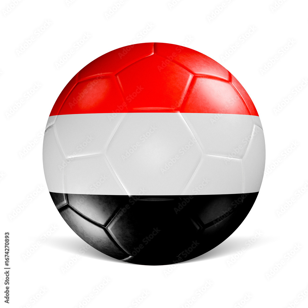 Fototapeta premium Soccer ball with Yemen flag 3d render front view