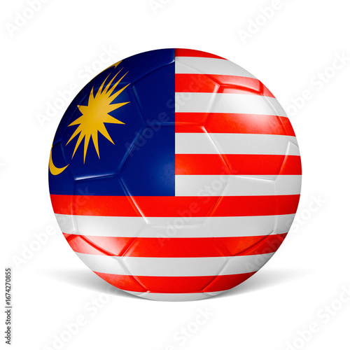 Free Download Soccer ball with Malaysia flag 3d render front view - GFXLoad