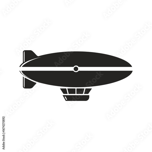 Vector illustration of a blimp airship in a side profile view, a classic mode of air travel