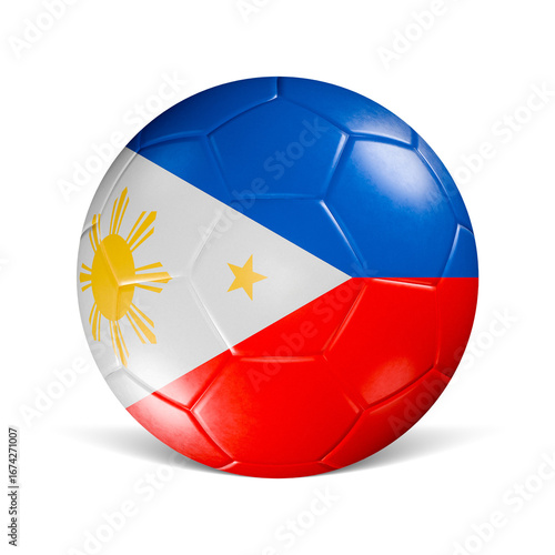 Soccer ball with Philippines flag 3d render front view