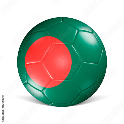 Soccer ball with Bangladesh flag 3d render front view