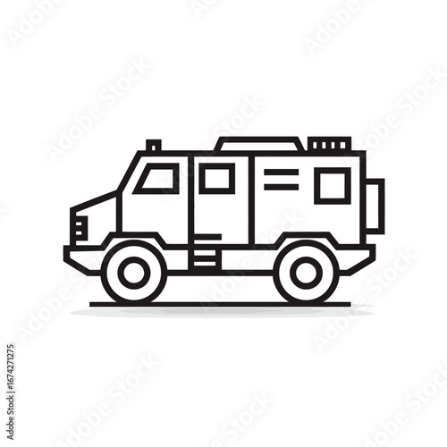 Wallpaper Mural Vector illustration of an armored security truck or cash-in-transit vehicle. Simple outline icon symbol for protection, tactical transport, and law enforcement concepts Torontodigital.ca