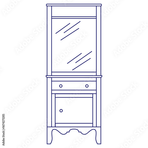 Wardrobe line icon. High quality pictogram of wardrobe for home's interior. Outline vector symbol for design website or mobile app. Thin line sign of mirror for logo, visit card, etc.	
Wardrobe line i