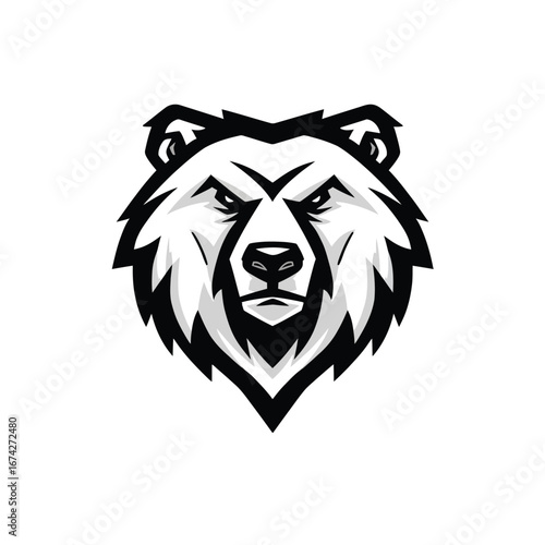 Powerful and aggressive grizzly bear head mascot design. A strong wild animal symbol for a sports or gaming team logo