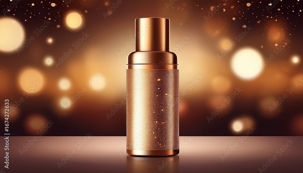 Naklejka premium luxury cosmetic bottle package skin care cream beauty cosmetic product poster with bokeh background