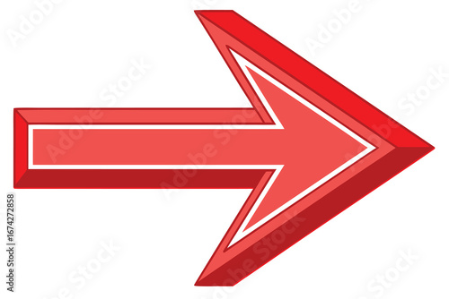 Bold Red Arrow Vector Graphic Indicating Direction and Guidance on White Background Simple and Eye Catching Design
