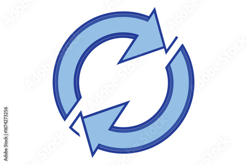 Free Download Circular Blue Arrows Icon Illustration Emphasizing Recycle Process and Refresh Isolated on White Background Simple Design - GFXLoad