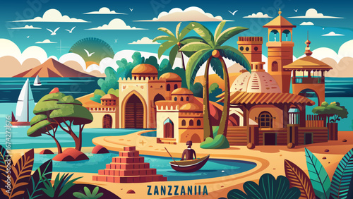Zanzibar, Tanzania, an island of spices and history, where winding alleys, carved wooden doors, and Arabic-Swahili culture meet the turquoise beauty of the Indian Ocean.