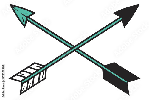Crossed Arrows Symbolizing Direction Adventure and Creative Design Teal and Black on White Background Perfect for Logos and Graphics