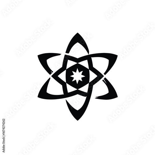 Geometric Starburst Design A Modern Emblem in Black and White