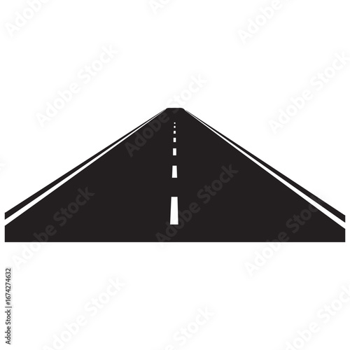 Straight Asphalt Road with White Dashed Center Line and Edge Lines highway street