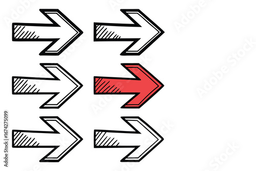 Hand Drawn Arrow Illustration Representing Individuality Innovation and Leadership Driving Forward with a Unique Direction and Creative Thinking Leading the Way