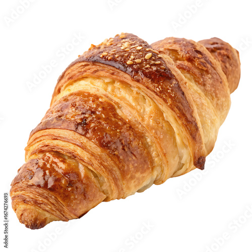 A toasted croissant isolated on a transparent background
