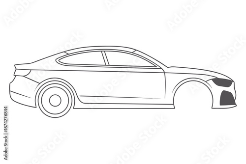 Sleek Coupe Car Outline Vector Illustration Minimalist Automotive Design Ideal for Print and Digital Media Projects a Modern and Stylish Vehicle Graphic