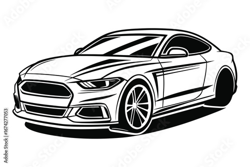 Sleek modern sports car vector illustration showcasing dynamic lines and bold design elements perfect for automotive enthusiasts and graphic design projects