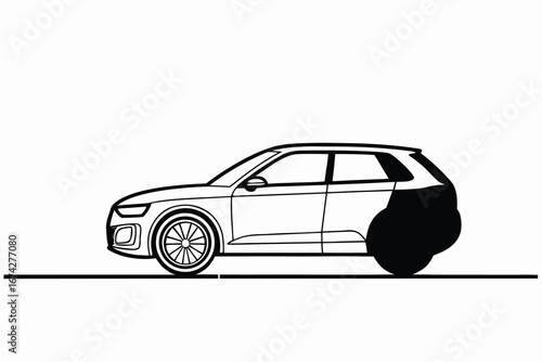 Sleek modern SUV car illustration with white body and black masked area for customization offering versatility and ease of use