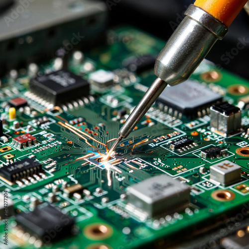 man soldering a circuit board