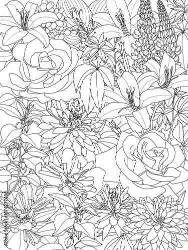 Abstract floral background. Coloring page for adults and children.