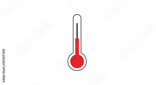 Red thermometer indication concept with measured temperature level symbol indicator