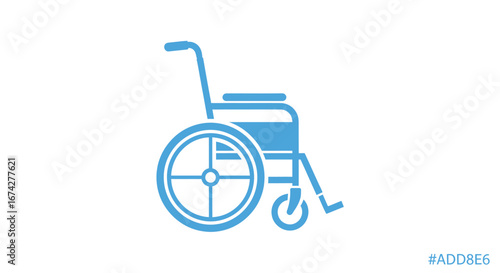 Vector Illustration of a Blue Wheelchair on a White Background Depicting Accessibility and Medical