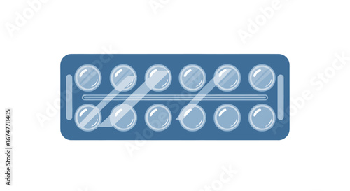 Pill blister pack illustration displaying healthcare concept and pharmaceutical packaging of