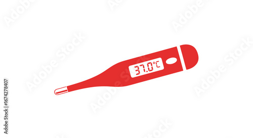 Digital thermometer illustration with a 37.0 degree Celsius reading for medical usage and health