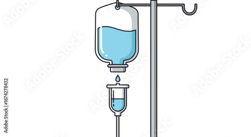 Medical intravenous drip illustration on white background representing therapy procedure