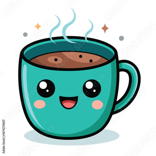 A steamy hot cup of coffee, a perfect morning beverage