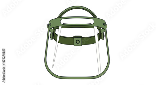Illustration of a face shield personal protective equipment on a white background