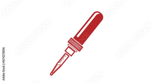 Illustration of a red dropper, representing science, medicine, or analytical chemistry