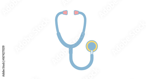 Pastel tone stethoscope illustration symbolizing healthcare and medical examination process for