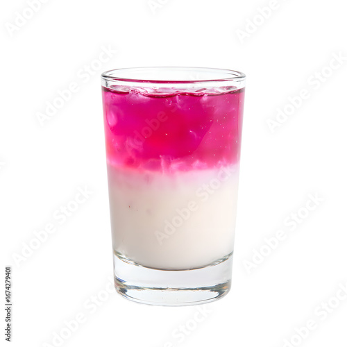Wallpaper Mural Exquisite layered cocktail in shot glass   creamy white base transitions to vivid pink top Perfect for menus and festive concepts, isolated Torontodigital.ca